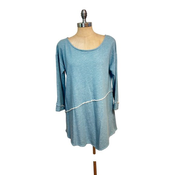 Soft Surroundings Blue Asymmetrical Seam Tunic Top Small - Picture 2 of 6